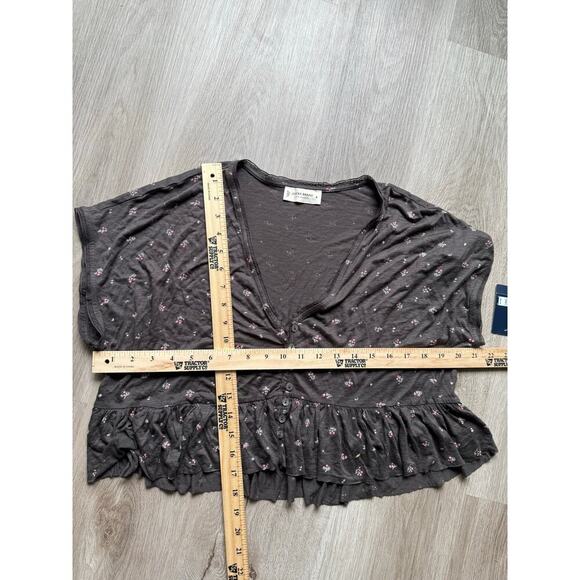 Lucky Brand Women's Peplum Floral Printed Top, Size Medium, Brown NWT - Picture 6 of 8